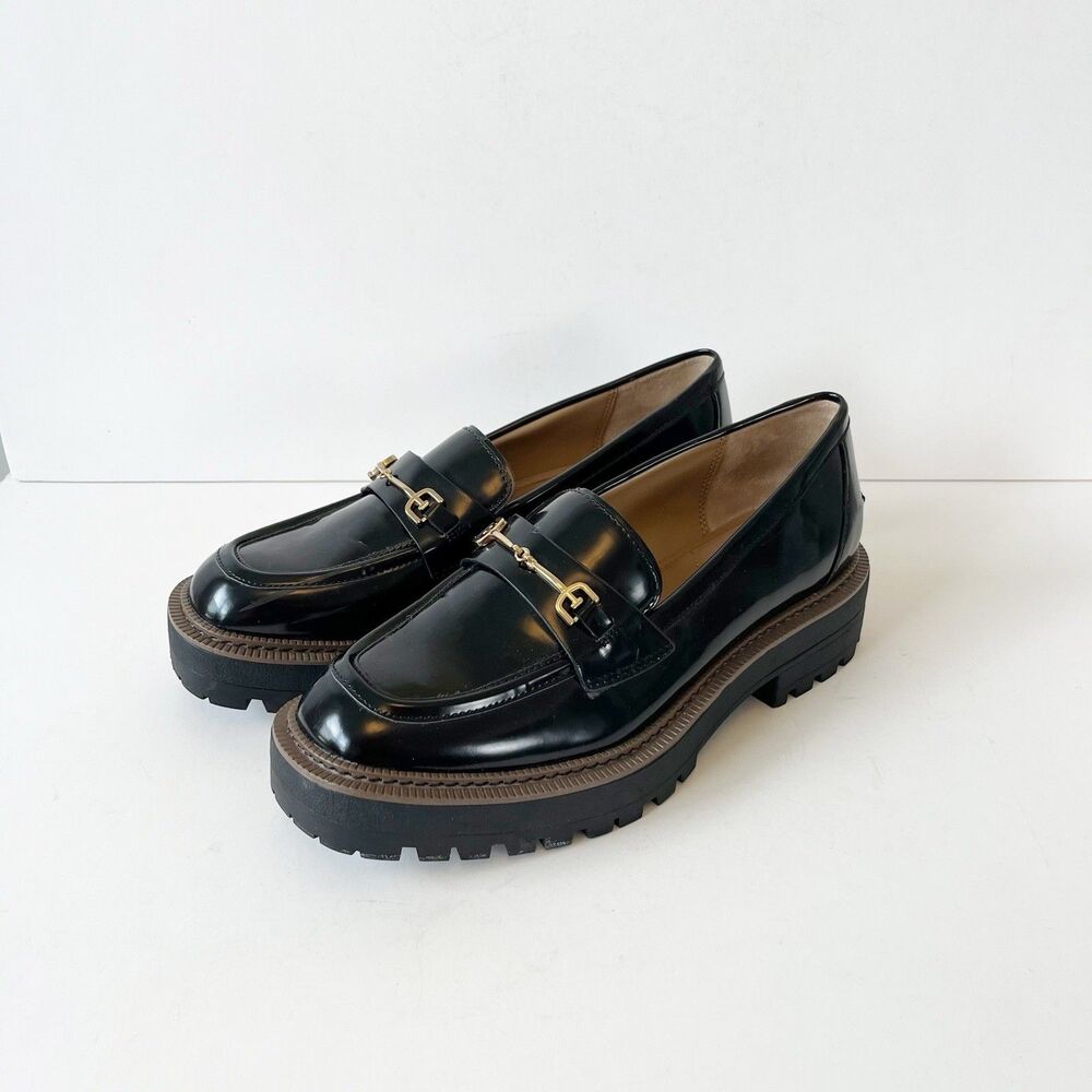 Sam Edelman Laurs Platform Loafers Black Lug Sole Horsebit Preppy Women’s Size - Picture 7 of 11